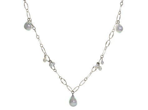 Platinum Cultured Japanese Akoya Pearl Rhodium Over Sterling Silver ...