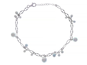 Picture of Platinum Cultured Japanese Akoya Pearl Rhodium Over Sterling Silver Bracelet