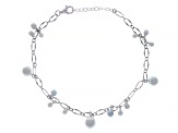 Platinum Cultured Japanese Akoya Pearl Rhodium Over Sterling Silver Bracelet