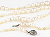 Multicolor Cultured Japanese Akoya Pearl Rhodium Over Sterling Silver Necklace