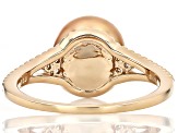 Golden Cultured South Sea Pearl and Lab Grown Diamonds 14k Yellow Gold Ring