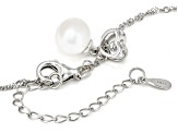 White Cultured Freshwater Pearl and Moissanite Platineve® Pendant with Chain