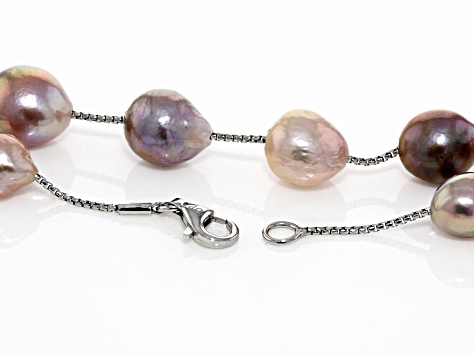 Genusis™ Multicolor Cultured Freshwater Pearl Rhodium Over Sterling Silver Necklace