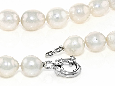 Genusis™ White Cultured Freshwater Pearl Rhodium Over Sterling Silver Necklace