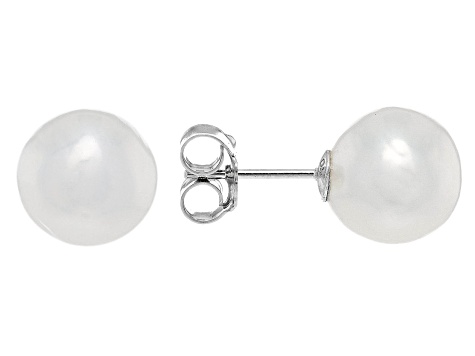 Genusis™ White Cultured Freshwater Pearl Rhodium Over Sterling Silver Stud Earring and Necklace Set