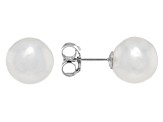 Genusis™ White Cultured Freshwater Pearl Rhodium Over Sterling Silver Stud Earring and Necklace Set