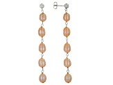 Peach Cultured Freshwater Pearl Rhodium Over Sterling Silver Dangle Earrings