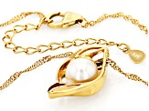 White Cultured Freshwater Pearl 18k Yellow Gold Over Sterling Silver Pendant with Chain