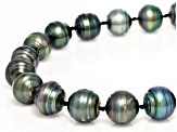 Black Cultured Tahitian Pearl 14k White Gold Strand Necklace