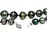 Black Cultured Tahitian Pearl 14k White Gold Strand Necklace