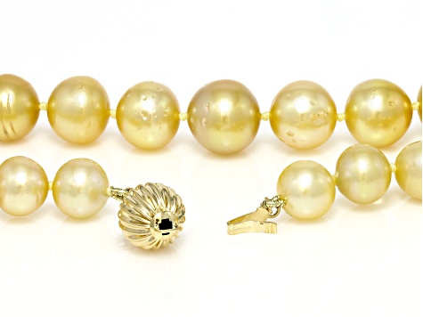 Golden Cultured South Sea Pearl 14k Yellow Gold Strand Necklace