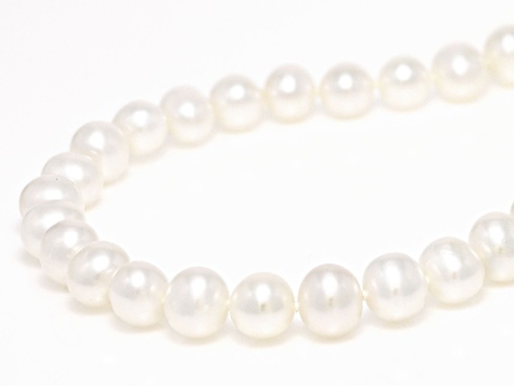 White Cultured Freshwater Pearl Rhodium Over Sterling Silver 18" Necklace