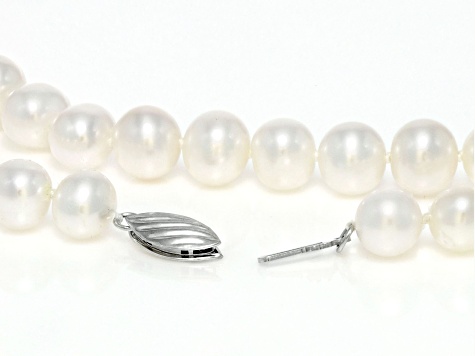 White Cultured Freshwater Pearl Rhodium Over Sterling Silver 18" Necklace