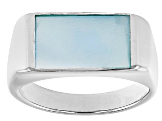 Blue South Sea Mother-of-Pearl Rhodium Over Sterling Silver Ring