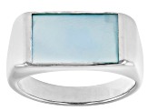 Blue South Sea Mother-of-Pearl Rhodium Over Sterling Silver Ring