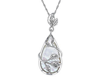 Picture of White South Sea Mother-of-Pearl Rhodium Over Sterling Silver Pendant