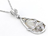 White South Sea Mother-of-Pearl Rhodium Over Sterling Silver Pendant
