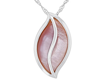Picture of Pink Mother-of-Pearl Rhodium Over Sterling Silver Pendant with Chain
