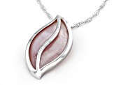 Pink Mother-of-Pearl Rhodium Over Sterling Silver Pendant with Chain
