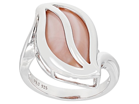 19x11mm Pink Mother-of-Pearl Rhodium Over Sterling Silver Ring