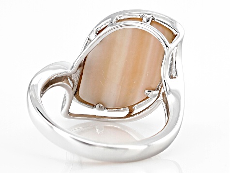 19x11mm Pink Mother-of-Pearl Rhodium Over Sterling Silver Ring