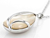 30x19mm White South Sea Mother-of-Pearl Rhodium Over Sterling Silver Pendant with Chain