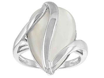 Picture of 21x14mm White South Sea Mother-of-Pearl Rhodium Over Sterling Silver Ring