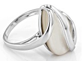 21x14mm White South Sea Mother-of-Pearl Rhodium Over Sterling Silver Ring