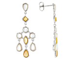 White and Yellow Mother-of-Pearl Rhodium Over Sterling Silver Chandelier Earrings