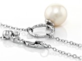 White Cultured Freshwater Pearl Rhodium Over Sterling Silver Necklace