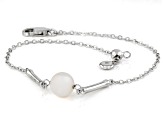 White Cultured Freshwater Pearl with White Zircon Rhodium Over Sterling Silver Bracelet
