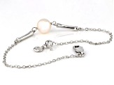 White Cultured Freshwater Pearl with White Zircon Rhodium Over Sterling Silver Bracelet