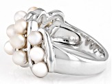 White Cultured Freshwater Pearl Rhodium Over Sterling Silver Ring