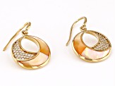 Golden South Sea Mother-of-Pearl & White Zircon 18k Yellow Gold Over Sterling Silver Dangle Earrings