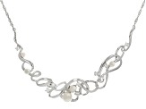 White Cultured Freshwater Pearl and White Zircon Rhodium Over Sterling Silver Necklace