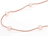 White Cultured Freshwater Pearl 18k Rose Gold Over Sterling Silver Station Necklace