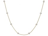 White Cultured Freshwater Pearl 18k Yellow Gold Over Sterling Silver Station Necklace