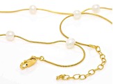 White Cultured Freshwater Pearl 18k Yellow Gold Over Sterling Silver Station Necklace