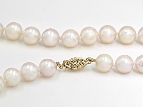 White Cultured Japanese Akoya Pearl 14k Yellow Gold Necklace