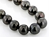 Black Cultured Tahitian Pearl Rhodium Over 14k White Gold 18 Inch Strand Necklace