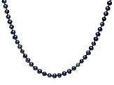 5-6mm Black Cultured Freshwater Pearl 14k Yellow Gold 18" Necklace
