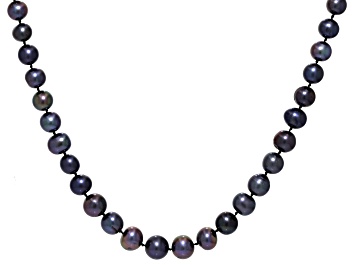 Picture of Black Cultured Freshwater Pearl Rhodium Over 14k White Gold 18" Necklace