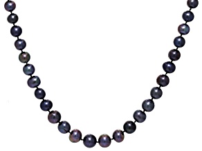 Black Cultured Freshwater Pearl Rhodium Over 14k White Gold 18" Necklace
