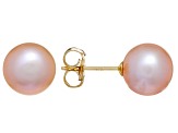 Pink Cultured Freshwater Pearl 14k Yellow Gold Stud Earrings