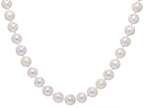 White Cultured Freshwater Pearl 14k Yellow Gold 18" Necklace