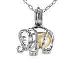 Wish® Pearl Cultured Freshwater Pearl Rhodium Over Silver Elephant Pendant With Chain