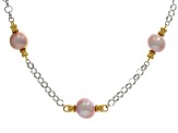 Cultured Kasumiga Pearl Rhodium and 18k Yellow Gold Over Sterling Silver Two-tone Necklace