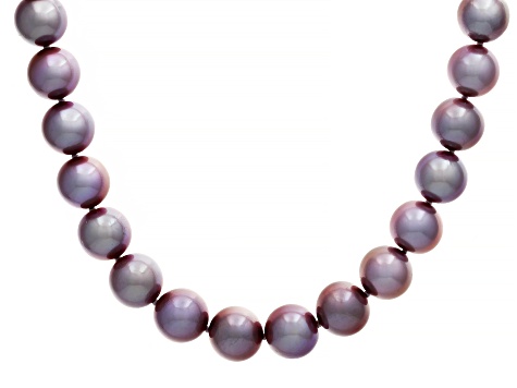Wine Color Cultured Kasumiga Pearl Rhodium Over 14k White Gold 18" Necklace