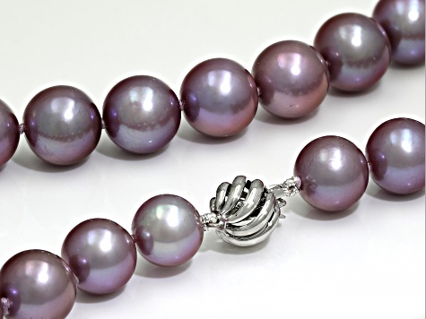 Wine Color Cultured Kasumiga Pearl Rhodium Over 14k White Gold 18" Necklace