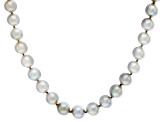 Pink Cultured Japanese Akoya Pearl Rhodium Over Sterling Silver Necklace